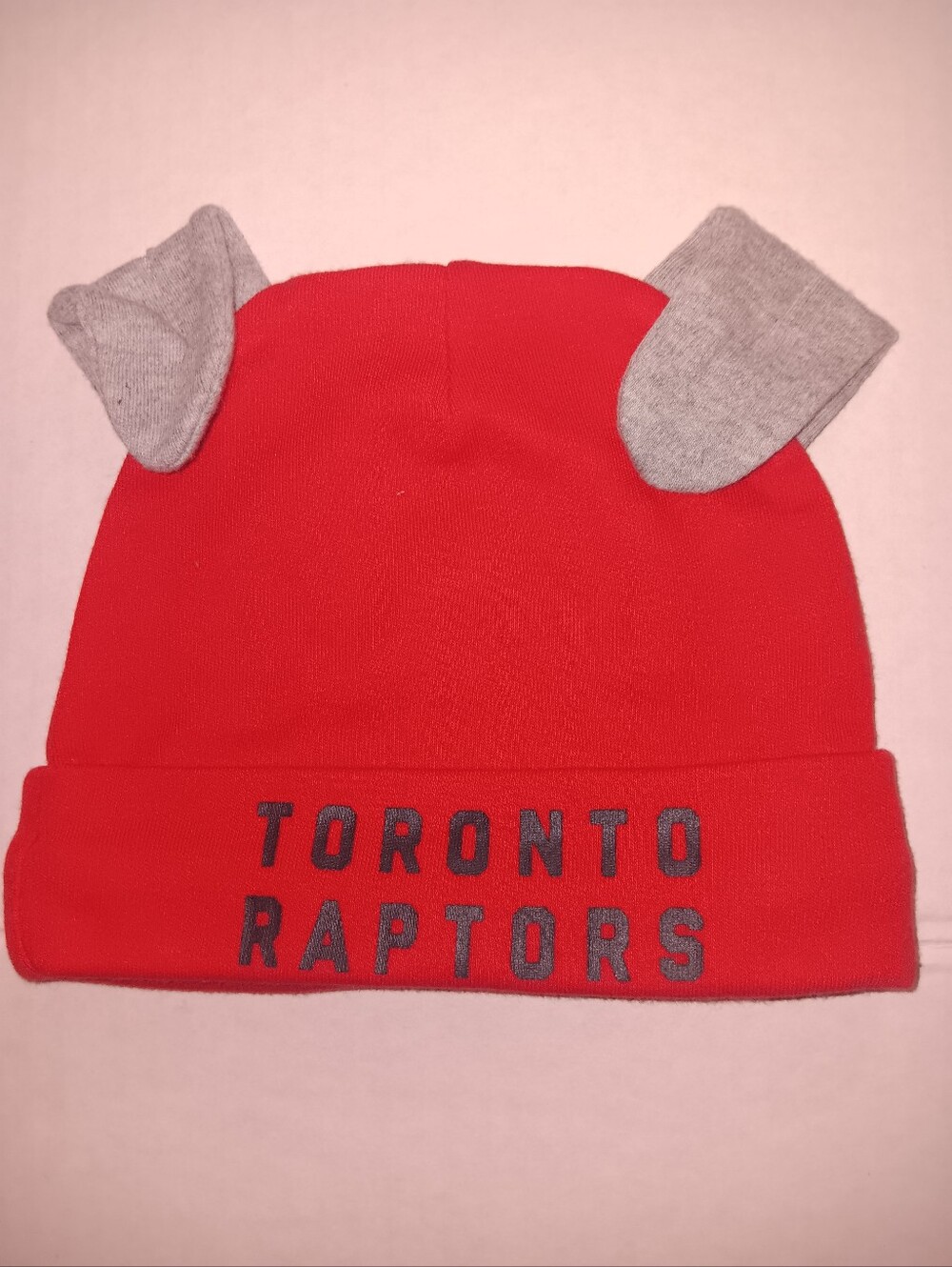 TORONTO RAPTORS NEW BORN GREY FOLDED EARS BEANIE HAT